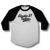 Studio 21 Tattoo Las Vegas NV baseball  black and white t-shirt with studio 21 logo 