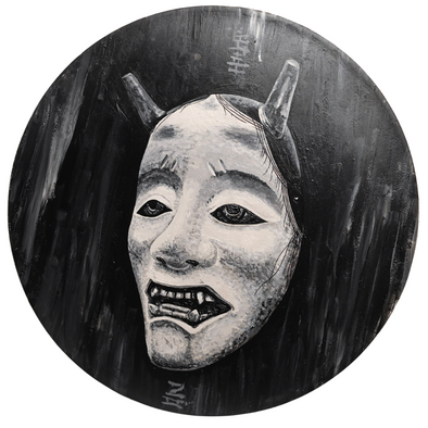 Studio 21 Tattoo Las Vegas NV Vino & Vinyl Record Art Show Hand Painted Record Namanari Mask All Proceeds go to Charity 