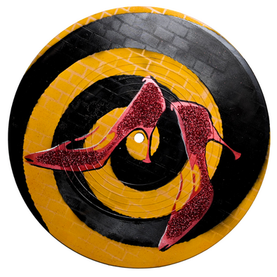 Studio 21 Tattoo Las Vegas NV Vino & Vinyl Record Art Show Hand Painted Record Red Ruby Slippers  All Proceeds go to Charity 