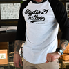 Studio 21 Tattoo Las Vegas NV baseball  black and white t-shirt with studio 21 logo 