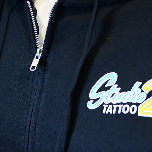 Studio 21 Tattoo Las Vegas NV  Vintage Vegas Sign Black Hoodie with colorful studio 21 logo 
