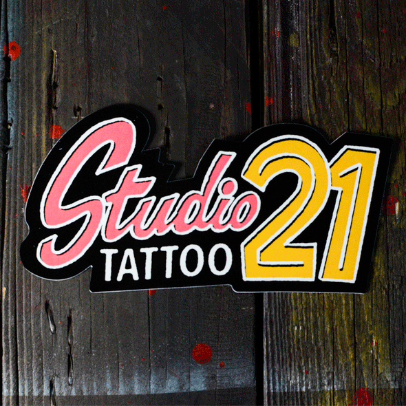 Studio 21 Tattoo Las Vegas NV Vintage Vegas Tattoo Themed Sticker 