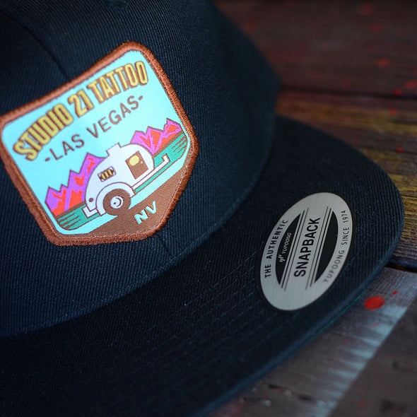 Studio 21 Tattoo Las Vegas NV Vintage Camper Trailer Snapback Hat 