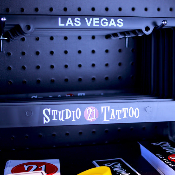 Studio 21 Tattoo Las Vegas NV Black  Studio 21 Tattoo logo License Plate Frame 