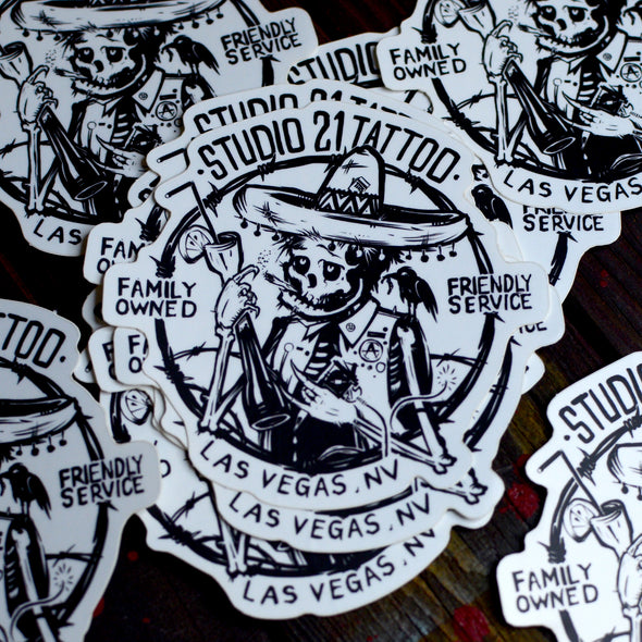 Studio 21 Tattoo Las Vegas NV Skelladude Themed Tattoo Sticker