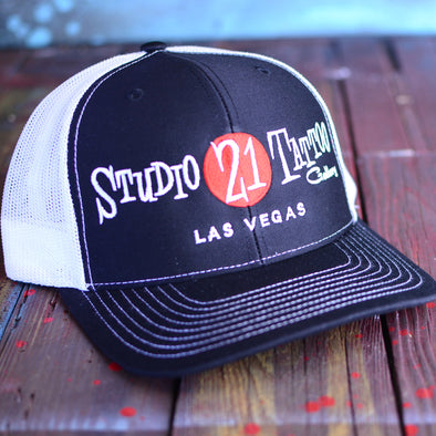 Studio 21 Tattoo Las Vegas NV Black  Studio 21 Tattoo logo Netback hat 
