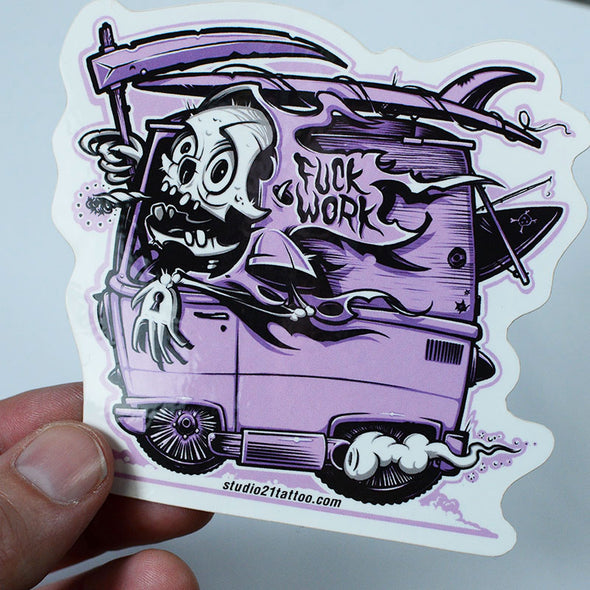 Studio 21 Tattoo Las Vegas NV Fuck Work Tattoo Themed Sticker 