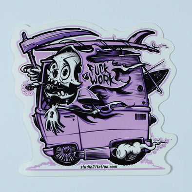 Studio 21 Tattoo Las Vegas NV Fuck Work Tattoo Themed Sticker 
